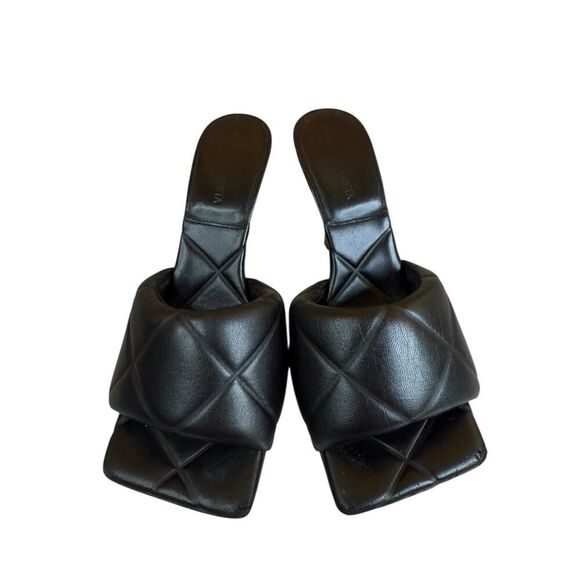 Bottega Veneta Lido 90 Black Quilted Leather Sandals Heels Size 38.5 - Picture 7 of 12